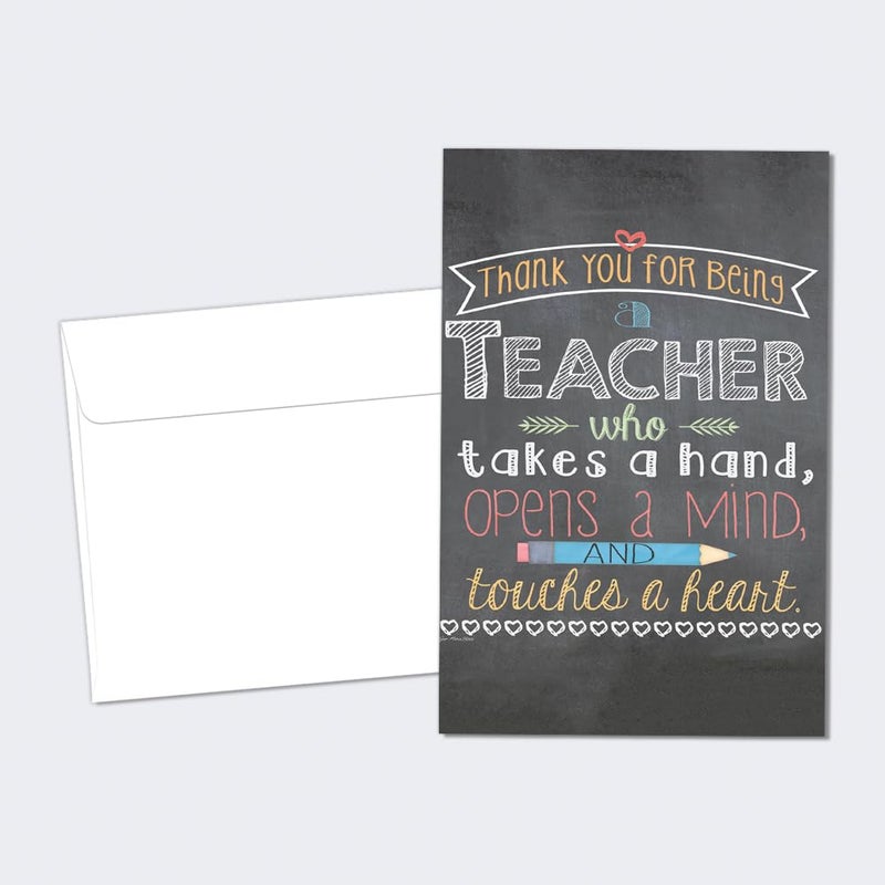 Tree-Free Greetings EcoNotes 12-Count Notecard Set With Envelopes, 4 x 6 Inches, Teacher Mind and Heart Themed Teacher Gift Art (56219) - Image 1